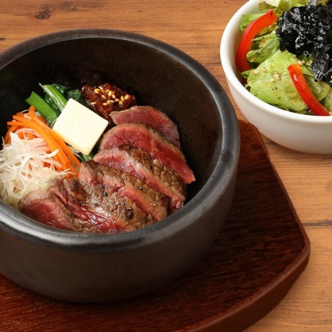 期間限定　牛ステーキ石焼ピビンバ　おすすめセット